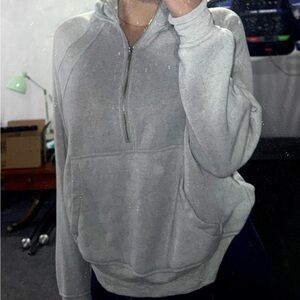 Gray Half-Zip Hooded Sweater